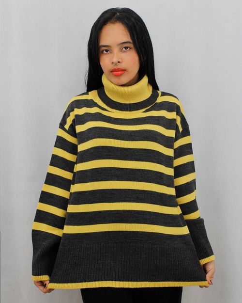 Suéter Cuello Tortuga Rayas Mujer