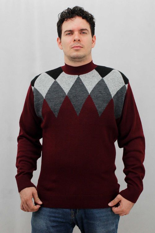 Suéter Cuello Alto Rombos