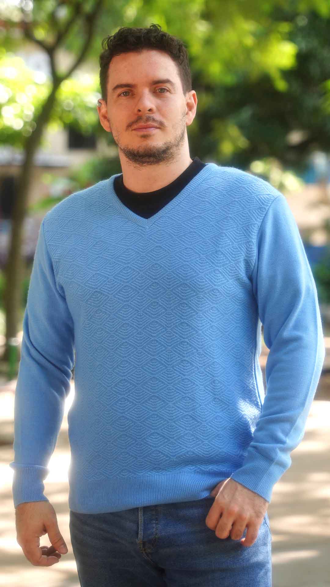 Suéter Cuello V Rombos Hombre