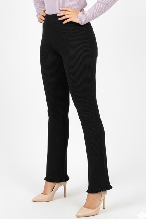 Pantalón Acanalado Ruches Mujer