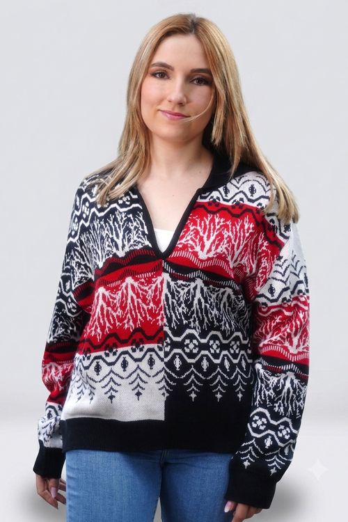 Suéter Cuello Polo Espigas Mujer
