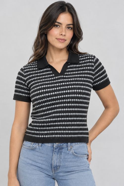 Camisa Polo Rayas Rombo Mujer